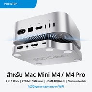 PULWTOP Mac Mini M4 Dock พร้อมกล่อง SSD 4TB USB C HUB รองรับ HDMI 4K 60Hz USB A 2.0 SD/TF เสียงสําหร