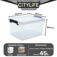 Citylife 45L PIATTO Transparent Organizer Stackable Storage Container Box X-6270