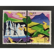 S507: Japan 2000 Seki-n-ootaki Falls Kirishima, Miyazaki 2V used stamps