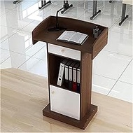 Stylish and Modern Simple Lecterns Wooden Standing Lectern With Open Storage Podium Stand Spacious Drawer Laptop Desk Conference Table Podiums