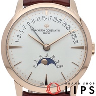 江詩丹頓 Patrimony 月相逆跳日期腕錶 42.5毫米 Patrimony 4010U/000R-B329 盒、保固卡、18K 玫瑰金/皮錶帶、男士腕錶、白色、拋光、成色極佳 [二手]