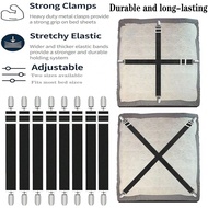 4-Piece Adjustable Elastic Sheet Tether Set (Stretches To 130cm/51.18in) Elastic Sheet Straps, Sheet