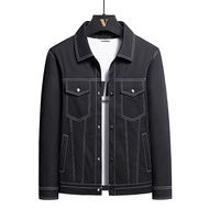 เสื้อแจ็คเก็ตหนังเสื้อโค้ทผู้ชาย2024ฤดูใบไม้ร่วงคอปกรถจักรยานยนต์สีดำขนแกะย้อนยุค8XL 6XL 7XL คุณภาพส