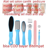 Beautiful salon tool set for pedicure manicure foot care scrapper set 8 in 1 stainless cell removal 