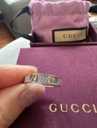 Gucci 18k白金鑽石戒指size 11/51