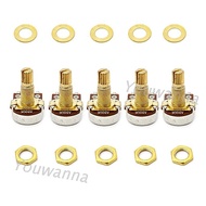 youn 5pcs A500K Potentiometer Splined Pot Electric Guitar Bass Effect Amp Tone Volume 18mm Shaft Par