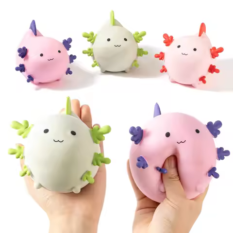 Squishy Squeeze Fidget Toys Cute Axolotl Soft Sensory Stress Ball Pinch Vent Anti-stress Toys Kids T