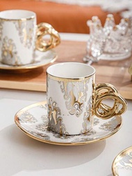 歐式復古風格陶瓷咖啡杯碟,1杯1碟,150毫升