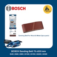 BOSCH 75 X 533 MM 3pcs Sanding Belt Pack Best For Wood, Metal & Paint (Model :  GBS 75A | GBS 750 | 