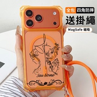 Airbag Shock-resistant Free Lanyard Character Sketch Magnetic Shock-resistant Transparent Case Suita