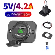 🔥wholesale🔥12V/24V Universal motorcycle charger usb waterproof 2 Port car charger adapter fast charg