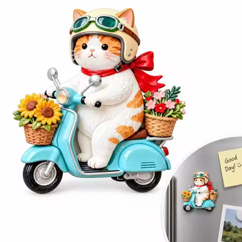 Cute Cat Theme Cat Fridge Magnet 3D Relief Cartoon Pattern Refrigerator Magnet Simulation Resin 3D R