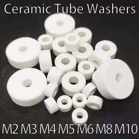 M2 M3 M4 M5 M6 M8 Alumina Spacer Washer Ceramic Tube Gasket Porcelain Corundum Insulating Bushing Th