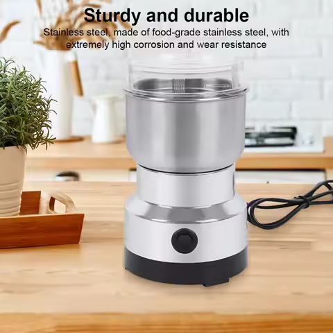 Electric Coffee Grinder 4-Blade Nut Bean Spice Blender Stainless Steel Dry Grain Mill for Spices See