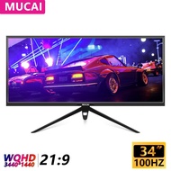 MUCAI จอ34นิ้ว100Hz Wva กว้างจอแสดงผล21:9เดสก์ท็อป WQHD LED Gamer 3000:1จอคอมพิวเตอร์ DP/3440*1440