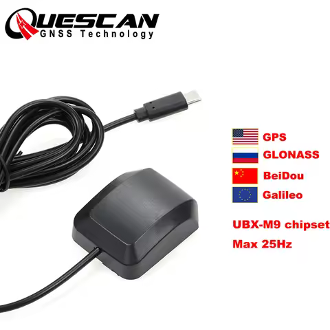 QUESCAN Android USB Type C GPS GNSS Receiver USB-C M9 M9N GPS Galileo GLONASS BeiDou QZSS 1-25Hz NME