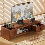 [in stock] Desktop computer riser stand, wooden monitor screen riser base, keyboard tray, workstatio