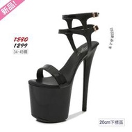 EFP大美人-2022新品促銷網紅SM女王雙腳踝綁帶超高防水臺20CM高跟~漆皮PU黑白銀粉黃有大碼34-43碼