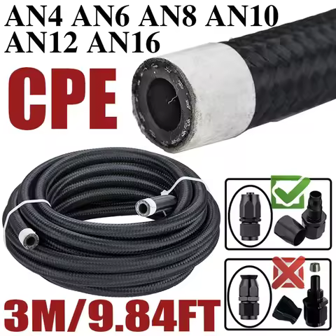 3M 9.84FT 4AN 6AN 8AN 10AN 12AN 16AN Fuel Hose Oil Gas Line Nylon Stainless Steel Braided Brake Hose
