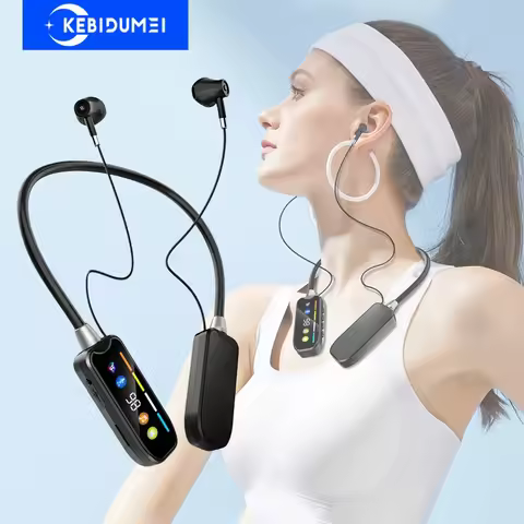 Neckband Earphones HD Screen Bluetooth 5.4 Headphones TWS Wireless Headsets HiFi Stereo Waterproof E