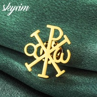 SKYRIM Chi Rho Cross Brooch Pins Christogram Alpha Omega Greek Symbol Jesus Christian Jewelry Stainl