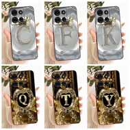 For Moto G75 5G Case XT2437-2 Aesthetic Luxury A-Z Letters Fashion Crown 2D Painted Casing For Motor