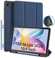 CaseสำหรับSamsung Galaxy TAB S6 Lite 10.4 (2020) WiFi SM-P610 / LTE SM-P615 DUX DUCISบางที่มีความยืดหยุ่นนุ่มTPUกลับยกกรณีที่มีผู้ถือปากกาSปลุกอัตโนมัติ/นอนTrifoldยืนฝาครอบกันกระแทก