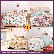ZH Set Cadar 7in1 Dengan Comforter Bedsheet Fitted with Comforter 7in1 Cadar bercorak dengan selimut