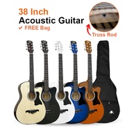 ￼A&amp;K - 38 Inch Acoustic Guitar AK-011C (FREE BAG) TRUSS ROD + Accessories Set (Gitar Akustik, Gitar Kecil, Murah Cutaway