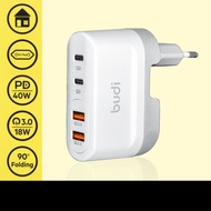 Budi Charger Adapter Dual USB Port 40W Fast Charging+2 PD