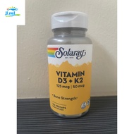 [HealthLife 18] Solaray Vitamin D3+K2 120Vegcaps Exp 03/26