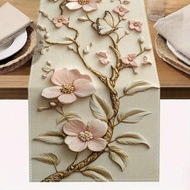 1pc Floral Table Runner, Seasonal Kitchen Dining Table Decor For Spring/Summer, Suitable For Indoor/