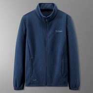 Plus-size fleece jacket for men, outdoor cardigan coat, loose-fitting stand-up collar fleece jacket 
