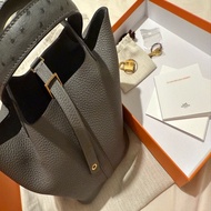 （超稀有🔥）新春特惠🧨Hermes Picotin 18菜籃包手把拼皮鴕鳥皮 愛馬仕 稀有皮 積雲灰 23年購買專櫃原價！