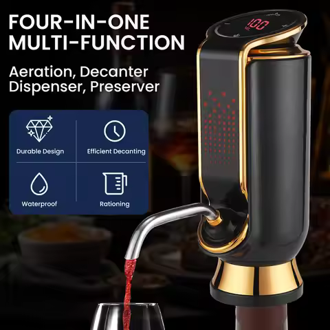 Luxurious 3-in-1 Electric Wine Aerator Decanter Dispenser & Vacuum Saver with LED Display Wine Poure