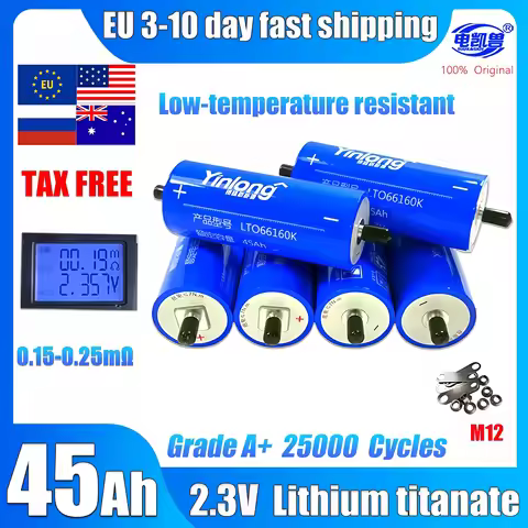 DIANKAISHOU Yinlong LTO 66160 Lithium Titanate A-Grade Batteries 2.3V 45Ah 10C DIY 12V 24V 36V 48V R