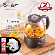 Bear Electric Health Teapot Health Kettle Multi-Function Glass Electric Tea Mini Tea Po t1.0L (ZCQ-A10T2)(Singapore 3-Pin Plug)