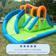 Bounceland Island Water Park Water SlideUL Blower Includes, Dual Fun Slides, Basketball Hoop,