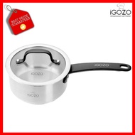 Kitchenware Cookware Cook Boil Periuk Dengan Penutup Kaca | iGOZO 16cm Elite 304 Stainless Steel Saucepan + Glass Lid