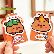 [Pineapple-t] 2026 Mini Capybara Desk Calendar Poet Portable Daily Memo Calendar Planner Desktop Dec