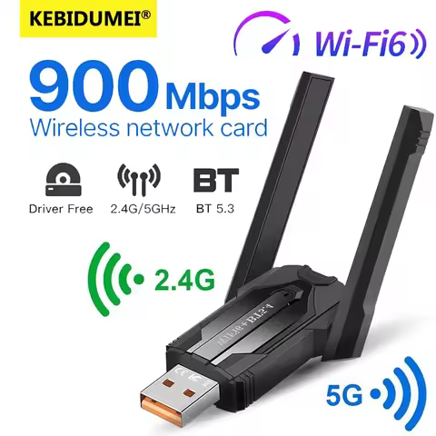 WiFi 6 AX900 Bluetooth 5.4 WiFi USB Adapter Wireless Network Card 2.4G&5GHz Wi-Fi 2-Antenna Receive 
