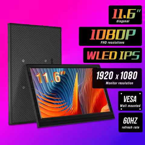 Anmite 11.6 Inch Portable IPS Monitor USB Type-C HDMI Compatible with Phone Laptop Desktop MAC Switc