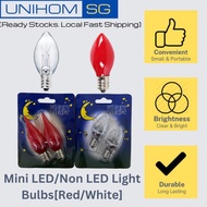 UnihomSG [ReadyStock]   KTY Mini Light Bulb C7E12 Red/White [Bundle of 10] |Mini LED Light Bulb E12 