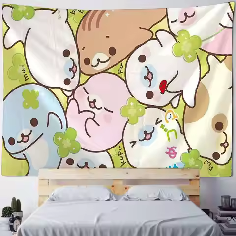 Kawaii cartoon cute M-Mamegoma Tapestry Decoration Bedroom Dormitory Background Cloth Holiday Home P
