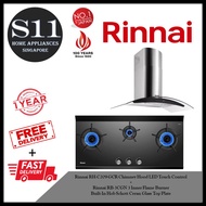 Rinnai RH-C209-GCR Chimney Hood LED Touch Control + Rinnai RB-3CGN 3 Inner Flame Burner Built-In Hob Schott Ceran Glass Top Plate*BUNDLE DEAL - FREE DELIVERY