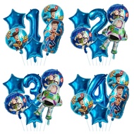 6pcs TOY STORY BUZZ WOODY NUMBER BALLOON PACKAGE biru