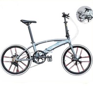 Foldable Bicycle 20/22-inch Double Tube Folding Bicycle Ultra-light Magnesium Alloy Portable Disc Brake Adult Road Foldable Bike Free Installation