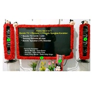 PROMO HOME SET 4 IN 1 BANDO TV 14-34 INCH + REMOTE COVER + BANDO SPEAKER HOME 2 PC CHARACTER
