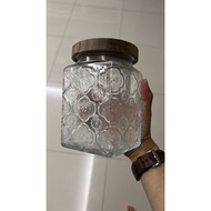 Glass jar with acacia lid 9,4×9,4×14cm