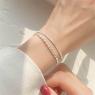 925 Sterling Silver Double Layer Bracelet For Women Simple Bangle Exquisite Fine Jewelry Accessories Novelty
